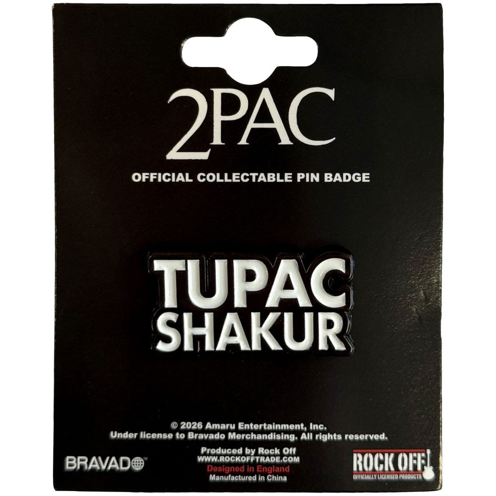 Tupac - Text Logo Métal broche - Blanc/Noir